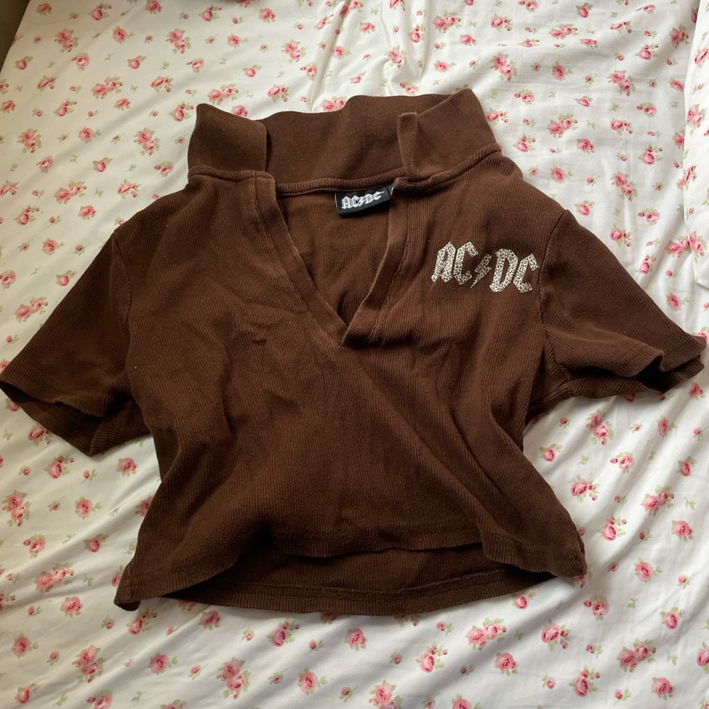 acdc brown crop top
